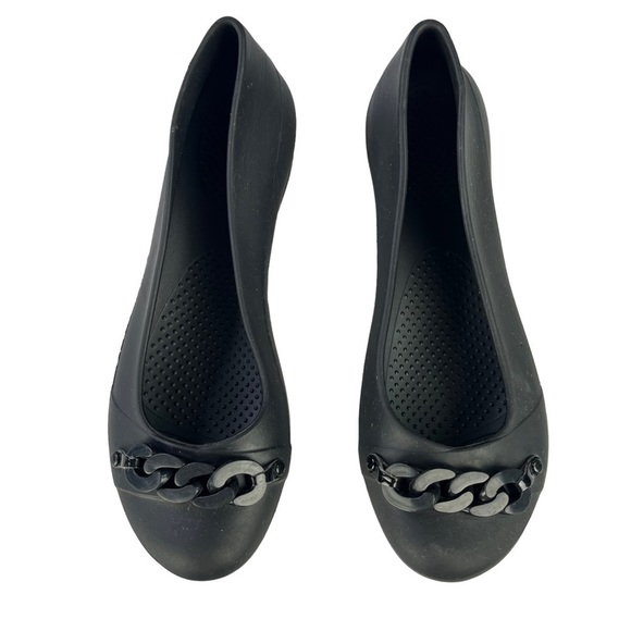 Crocs Gianna Black Chain Link Slip On Ballet Shoes Womens Size 8 - Picture 4 of 10